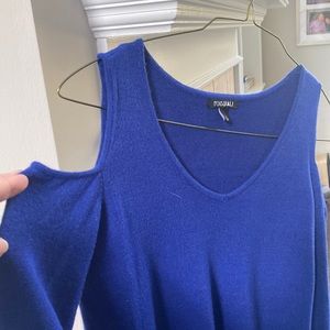 Open shoulder v-neck purple sweater size L